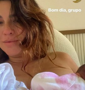 Mamãe de Pilar, Fernanda Paes Leme posta selfie logo cedo amamentando: 'Bom dia, grupo'