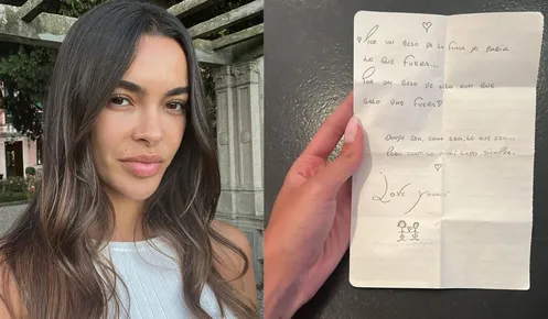 Joana Sanz mostra carta enviada por Daniel Alves da cadeia: 'Por um beijo, daria qualquer coisa'