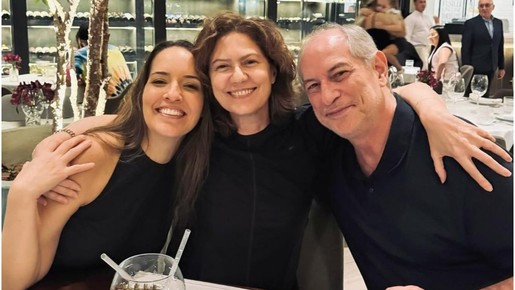 Patricia Pillar janta com ex-marido, o político Ciro Gomes, e atual parceira dele