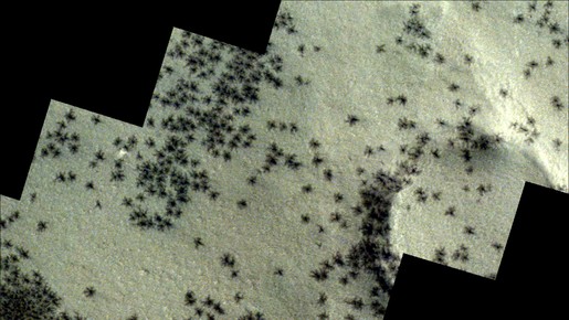 
Sonda da Agência Europeia detecta 'aranhas' em Marte