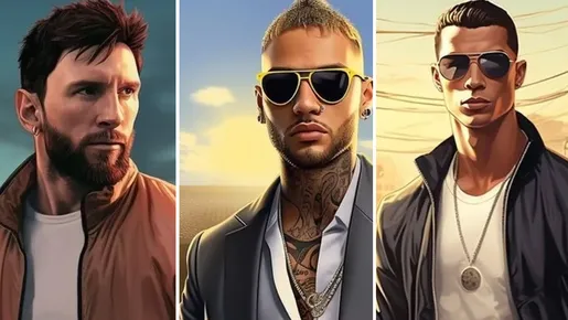 Como seriam Neymar, Messi, Cristiano Ronaldo e outros os craques no novo GTA 6