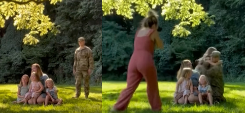 Militar surpreende ao invadir sessão de fotos após um ano longe da família