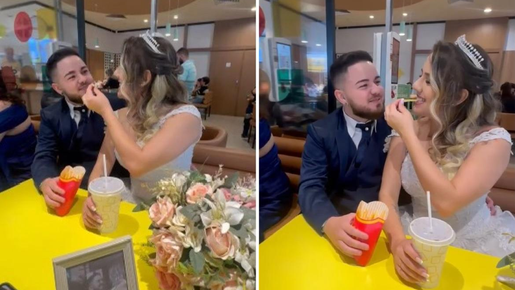 Com direito a mesa decorada, casal de SP realiza festa de casamento em rede de fast food