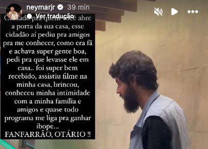 Neymar dispara após post de Diogo Defante e apaga em seguida: 'Fanfarrão'