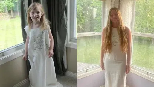 Mãe documenta o crescimento da filha com o seu vestido de noiva e viraliza