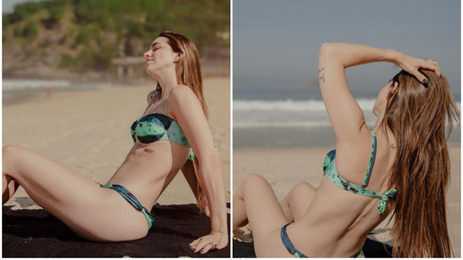 Esposa de Lucas Paquetá relaxa em praia na Zona Sul do Rio e ganha elogios: 'Musa do verão'