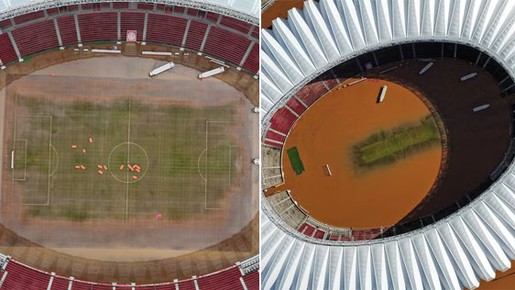 Água baixa, e gramado do Beira-Rio volta a ser visto em Porto Alegre