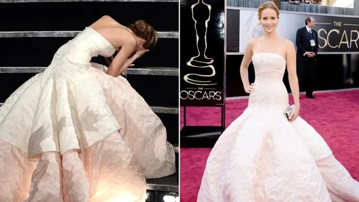Jennifer Lawrence revela arrependimento com vestido do Oscar de 2013 e relembra queda 