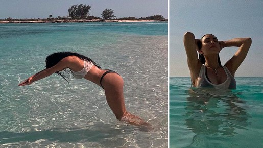 Kim Kardashian vira piada na web ao mostrar mergulho: 'Em águas tão rasas?'
