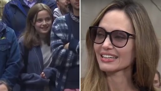 Caçula de Angelina Jolie faz aparição pública rara em evento com a mãe; assista