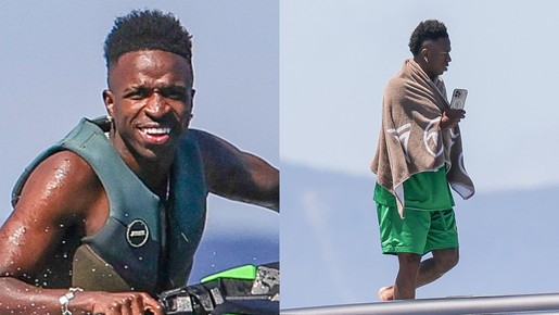 Vini Jr. curte iate de luxo e passeia de moto aquática em Ibiza; veja cliques