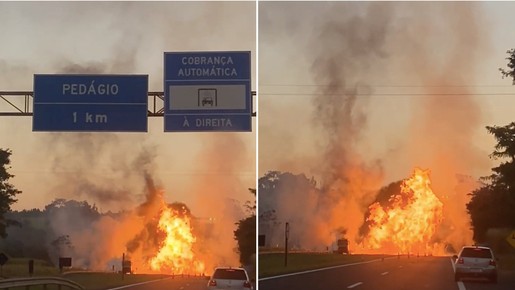'Estrondoso': moradores relatam incêndio de caminhão com etanol em rodovia