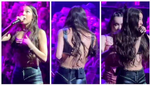 Top de Olivia Rodrigo abre durante show e ela recebe ajuda das dançarinas; vídeo
