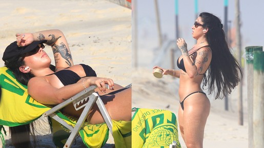 Ex-BBB Giovanna Lima encara o calor de 37 °C em praia no Rio; fotos