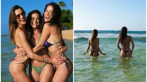 Que inveja! Alessandra Ambrosio aproveita dias de folga em praia no Havaí com amigas 